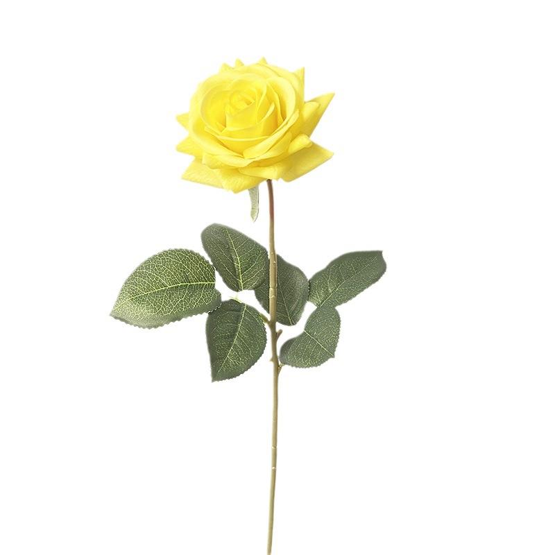 Single Branch Simulated Rose, Glued Moisturizing Rose Curled Edge Rose Simulated Bouquet Home Decoration