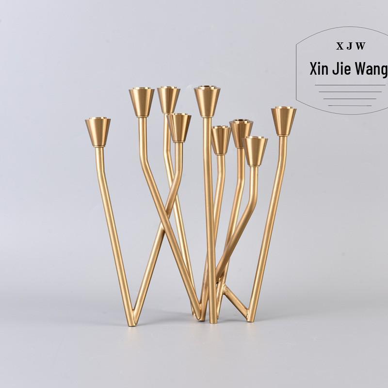 Gold Alloy Crystal Candlestick: Modern European-American Dining Table Ornament