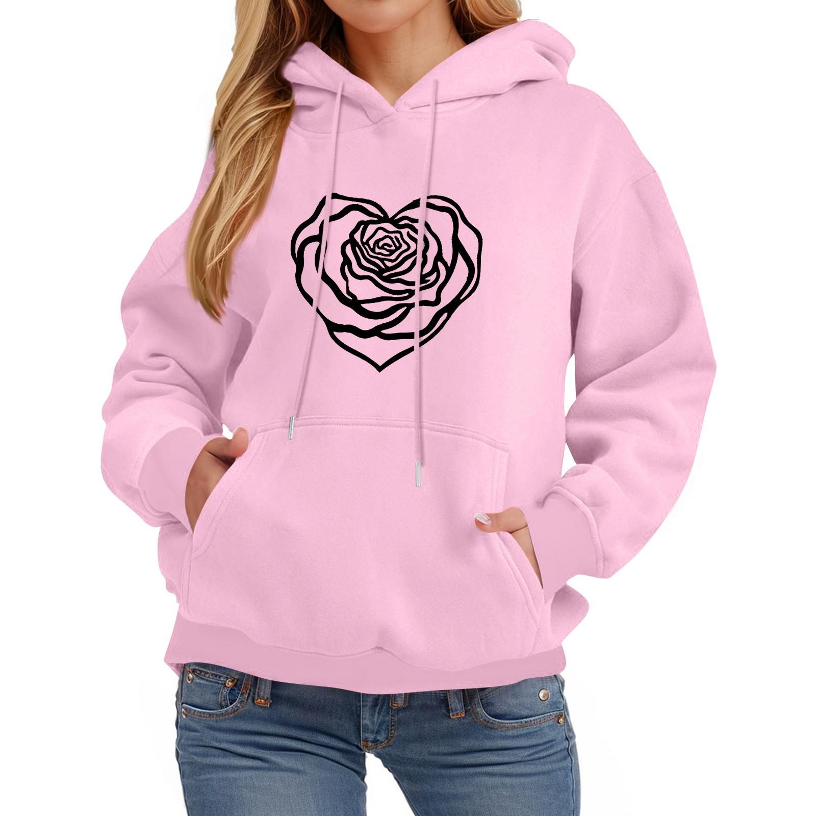 

Жіночий модний легкий жіночий пуловер з довгими рукавами та кишенями Худі з принтом у стилі регбі XL