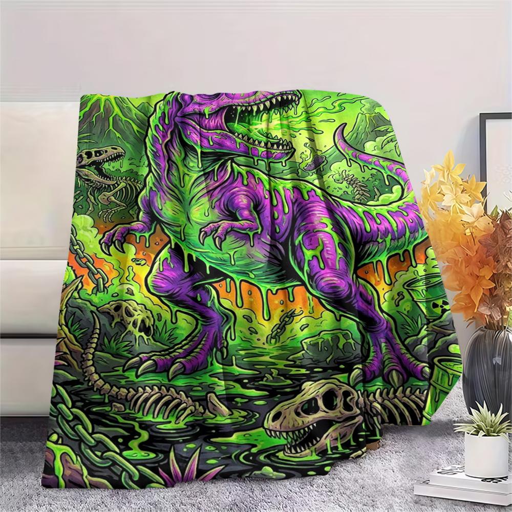 Dragon Elephant Dinosaur Print Flannel Blanket,High quality Comfortable for All Seasons,Home Decor,Warmth and Comfort,Perfect for Christmas Gifts