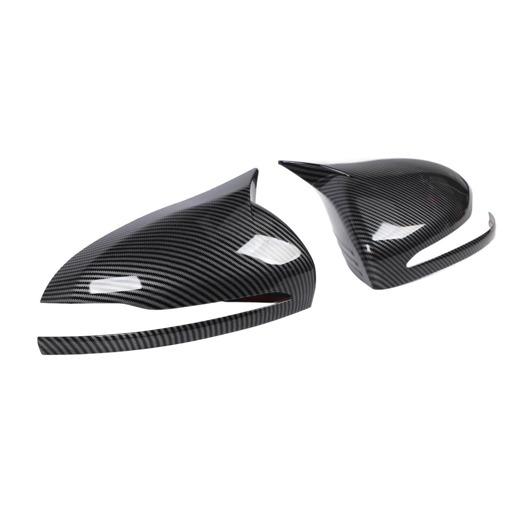1 Pair Carbon Fiber Style Side Mirror Cover Left Right Ox Horn Style Rearview Mirror Cap