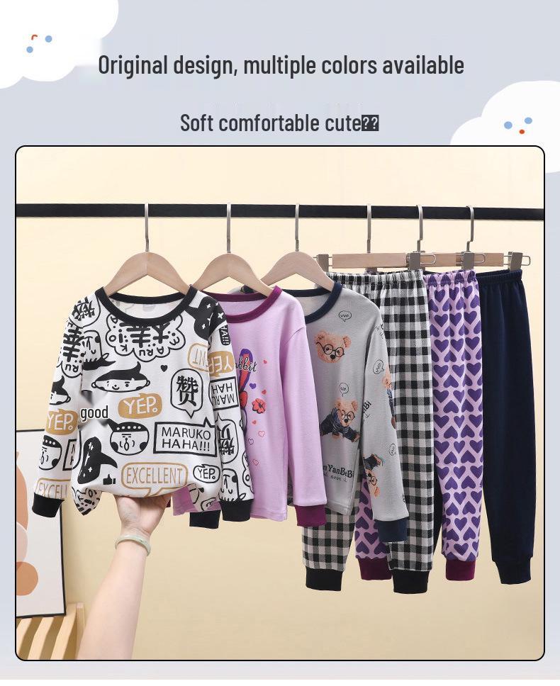 Children's Pure Cotton Underwear and Pajama Set for Girls and Boys – Autumn/Winter Collection