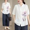 DIMANAF 2026 Women Plus Size New Summer Cotton Blouse Shirt Short Sleeve Print Floral Casual Loose Lady Tops Shirts