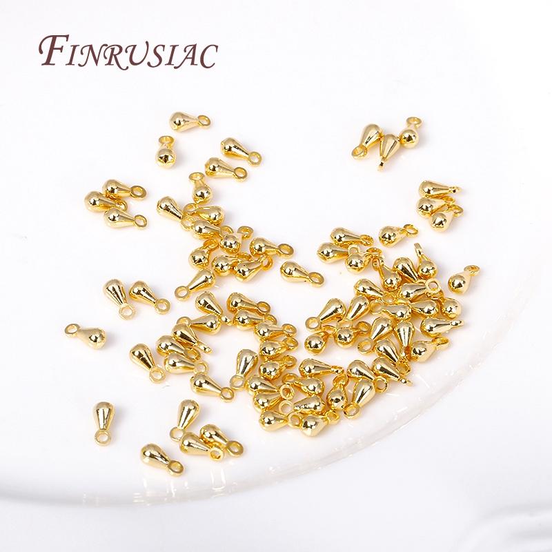 18K Gold Plated Brass Metal Water Drop Pendant End Beads For Tail Extender Chain DIY Jewelry Making Supplies Accessories