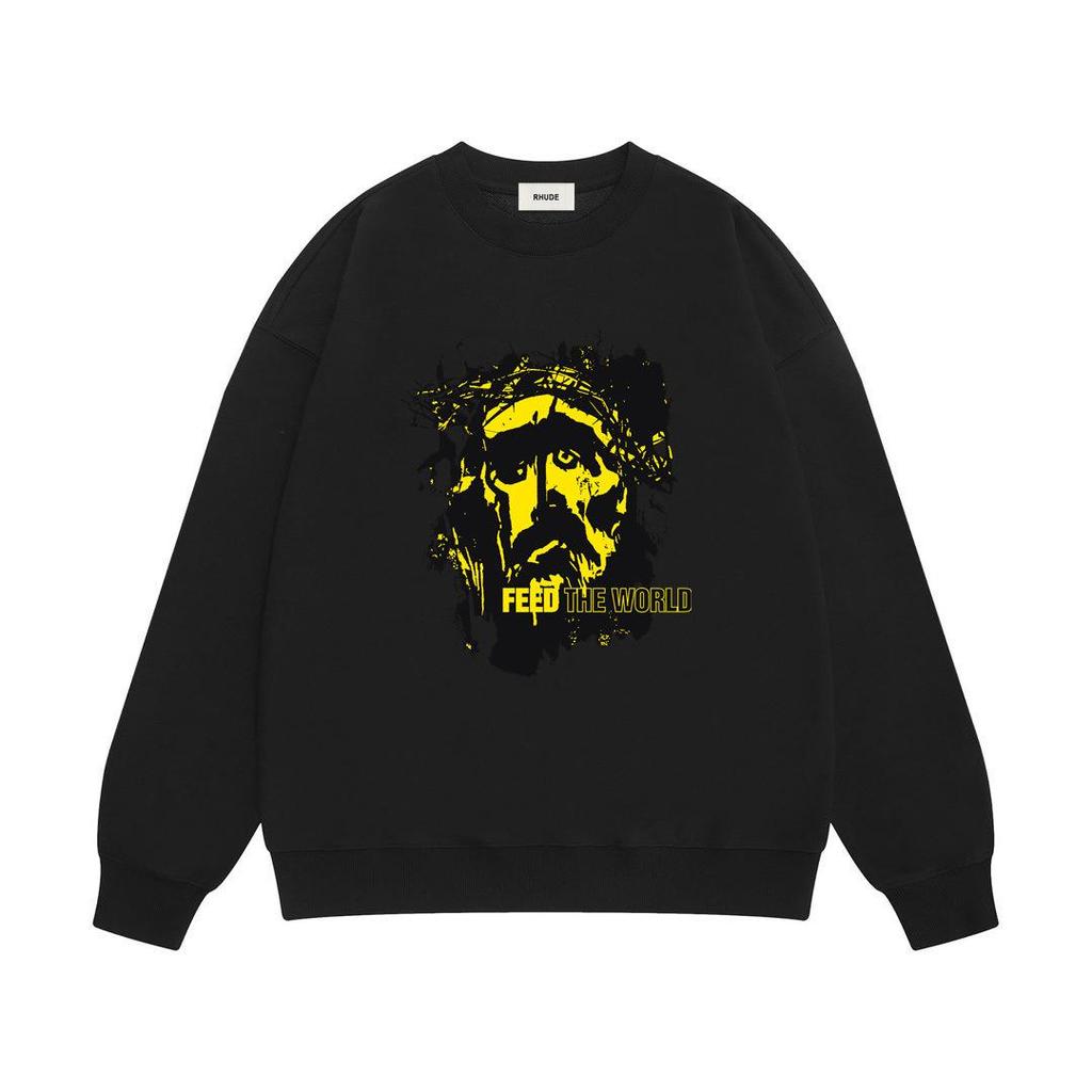 RHUDE Herren Lockerer Baumwoll-Hoodie mit Buchstabenprint - Europäischer & Amerikanischer Trend