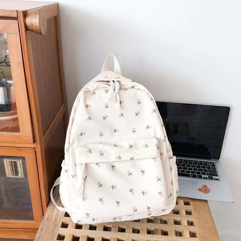 Schoolbag Flower Backpack Female Wind College Wind Floral Backpack Sweet Large Capacity Cute Simple Schoolbag