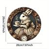 Vintage Round Metal Sign Rabbit Clock 20x20cm Home Wall Art Decor