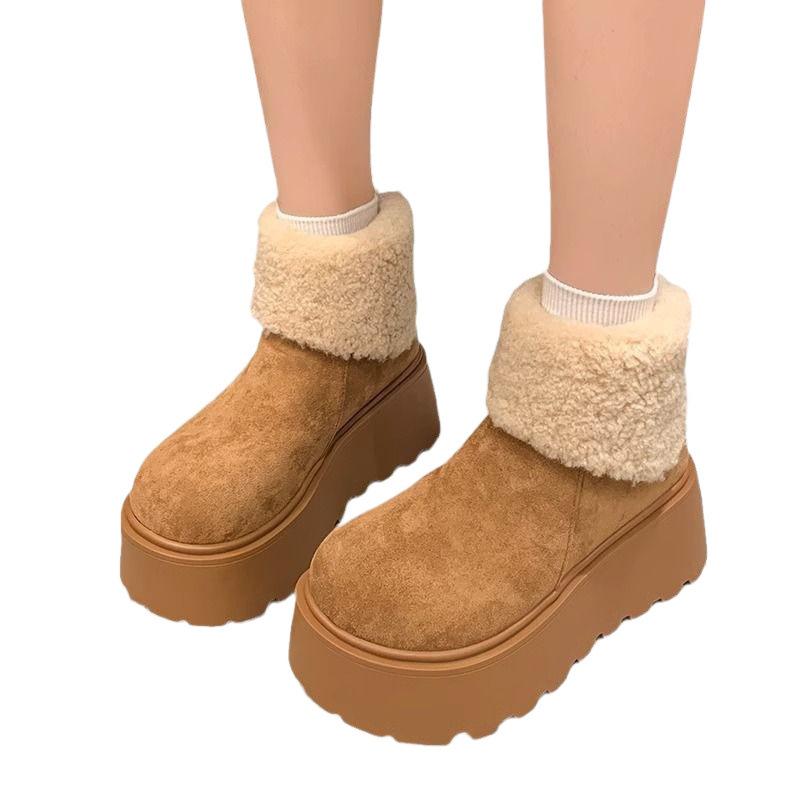 Internet celebrity platform snow boots women's winter 2025 new fashion versatile velvet thickened warm thickened cotton shoes