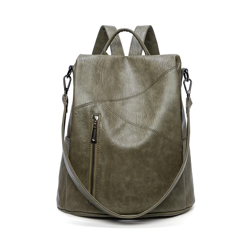 Women's 2025 Spring Fashion Leather Anti-Theft Patchwork Cowhide Backpack