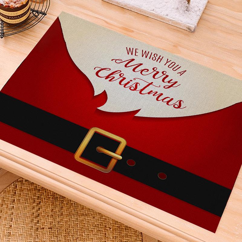 Christmas Digital Print Heat-Resistant Linen Placemat: European and American Birthday Party Table Decor