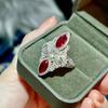 Women's High-End Ruby Gemstone Ring: Cool, Versatile Style with Full Diamond Accents