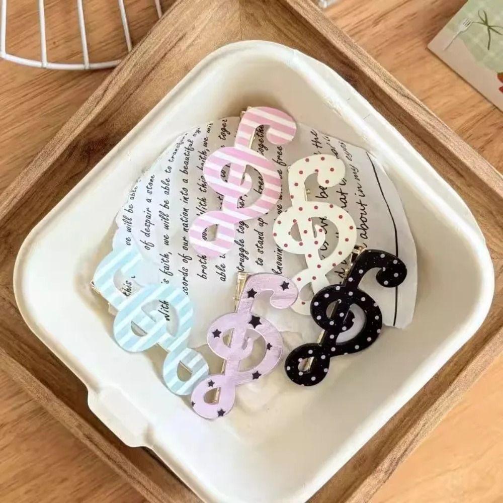 Polka Dot Stripe Music Note Musical Note Hair Clip Ins Korean Musical Note Hair Accessory Anti Slip Sweet Bangs Clip For Girls