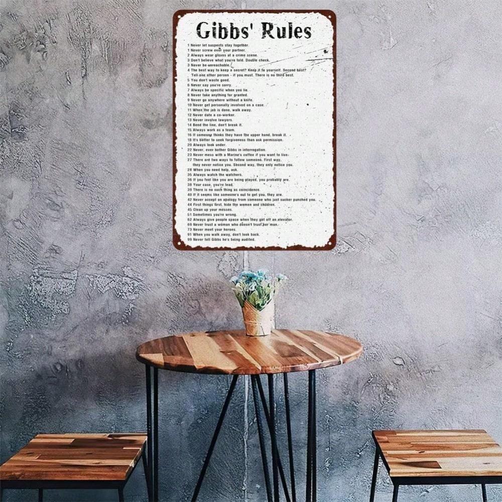 Blechschild Gibbs Regeln Wandkunst Vintage Metallposter Inspirierendes Zitat Dekor