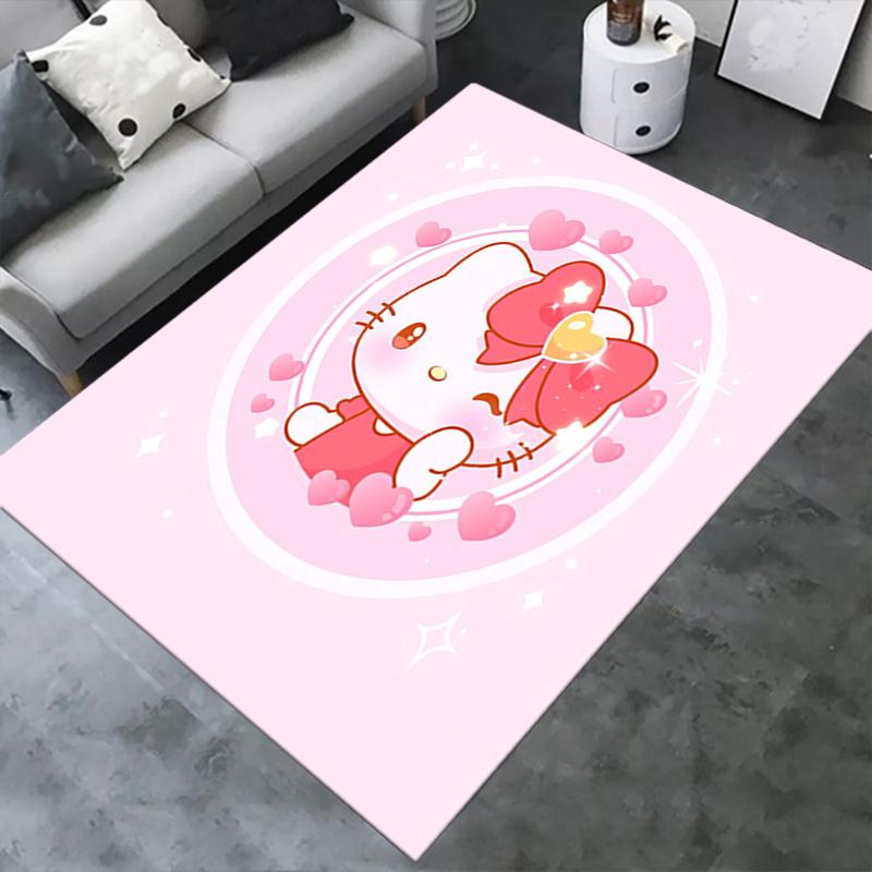 Office Rug Kitty, Hearts Anti-Slip Rug, Machine Washable for Living Room, Bedroom, Office, Multiple Sizes, Bedroom Mat, Decorative Mat, Durable Mat, L