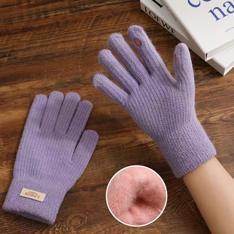 Korean Style Winter Touchscreen Knitted Gloves - Cute, Warm, Cold-Proof for Female Students & Cycling