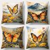 Butterfly Flower Sea Landscape Pattern Home Decor Pillowcase Living Room Sofa Polyester Cushion Cover with Zipper