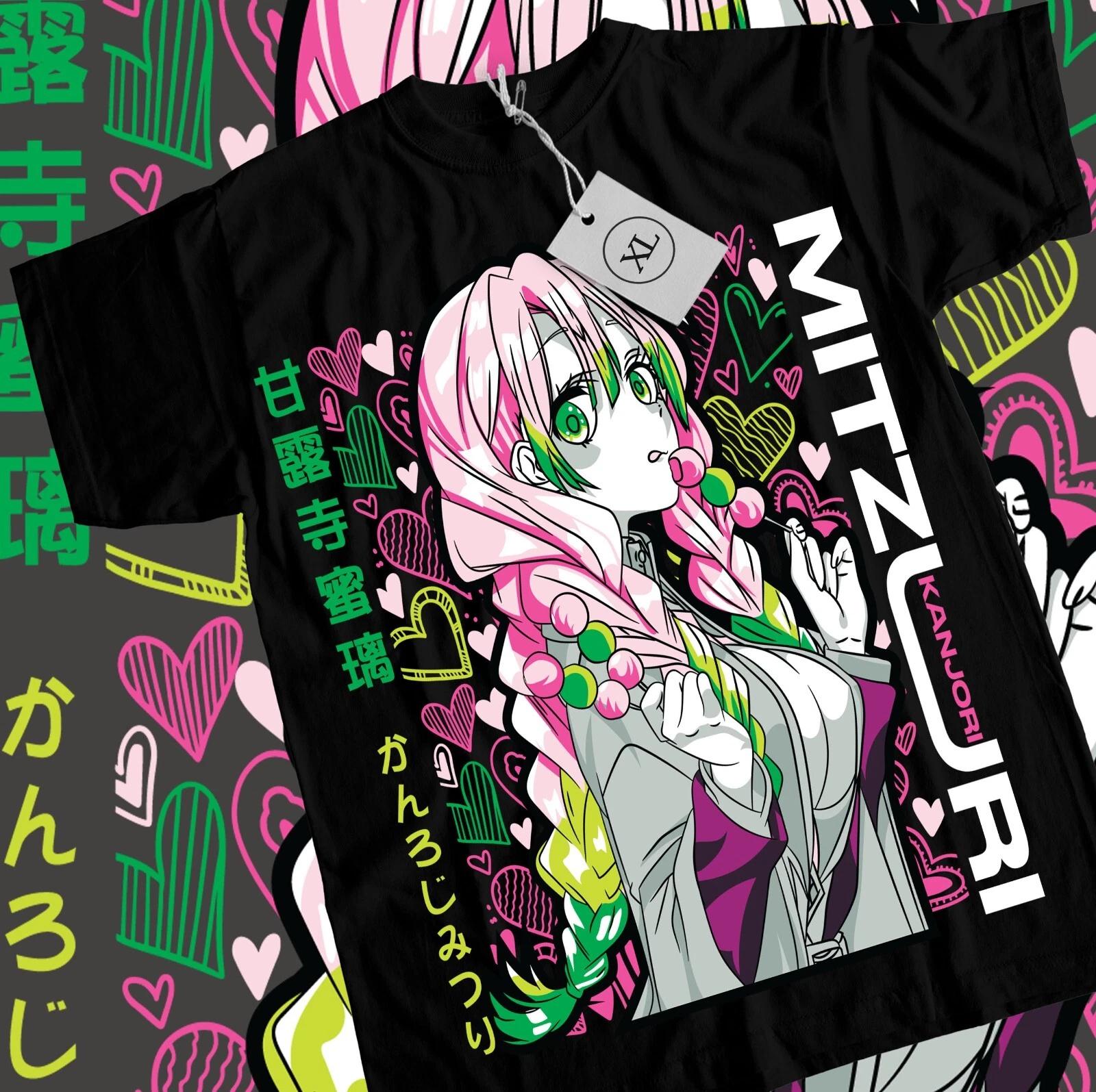 

2026 Summer Demon Slayer Anime Kanroji Mitsuri Printed Loose Shortsleeved Pure Cotton Childrens Tshirt Tide Unisex Casual Y2k S