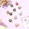 Stiesy 10 Pcs Mix Random 18K Gold Plated Mini Flower Shape Charms Brass Micro Pave Colorful Cubic Zirconia CZ Stone Dangle Charms with Pearl for
