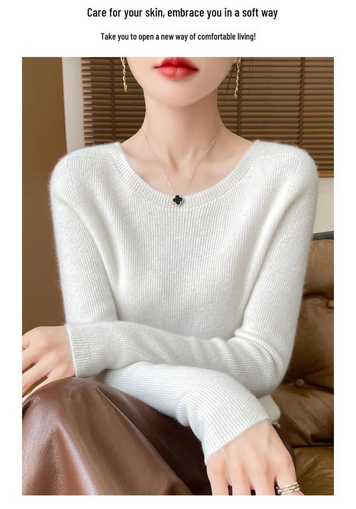 Retro Four-Thread Knit Sweater - Women's Round Neck Top for Autumn/Winter