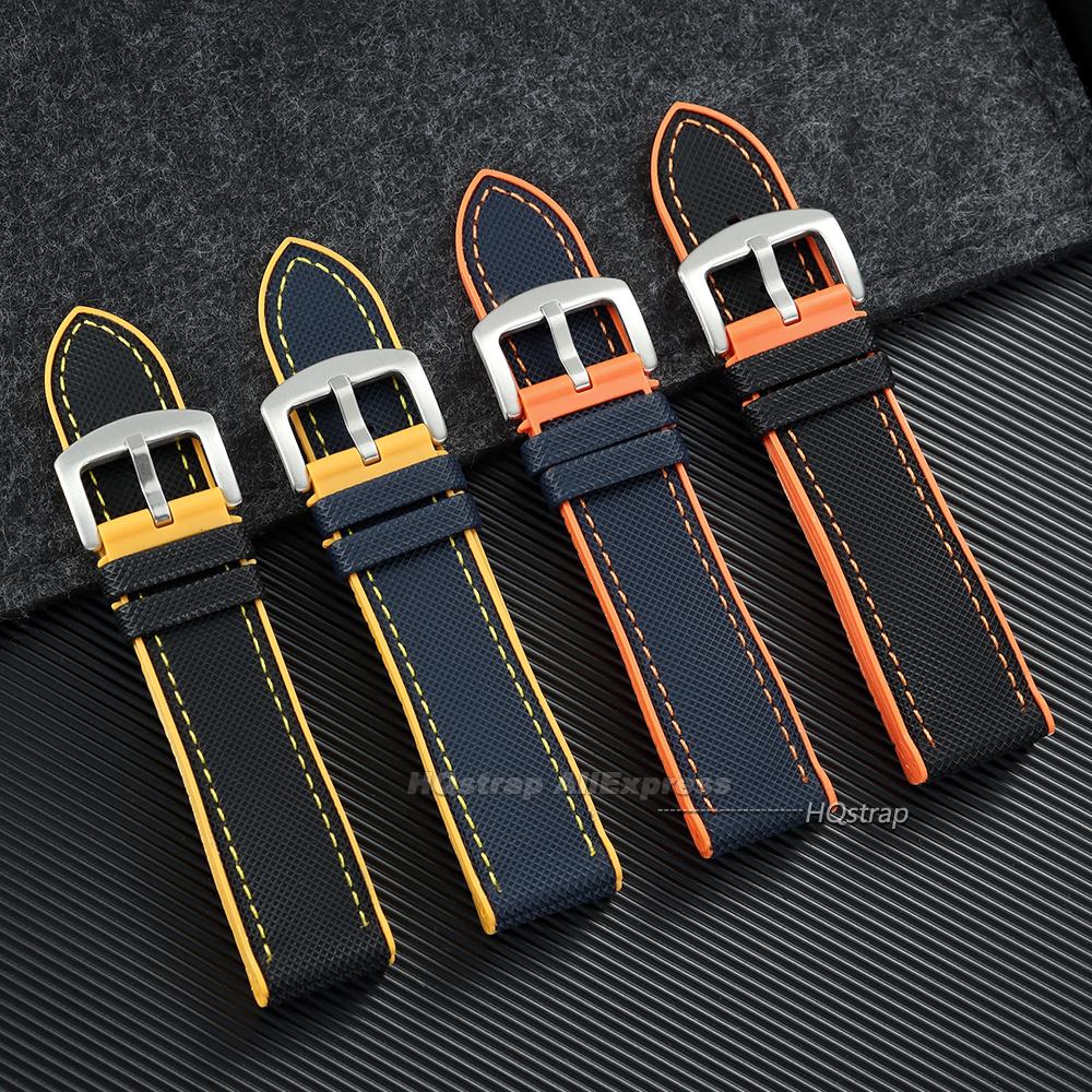 Premium TPU Rubber Nylon Sailcloth Hybrid Watch Strap 18mm 19mm 20mm 21mm 22mm 24mm for Casio for Seiko Band Waterproof Bracelet