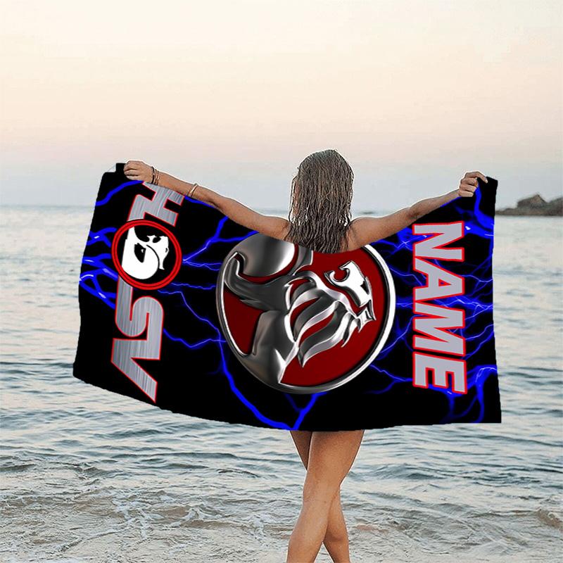 1pc Football30 Beach Towel with Custom Name, Beach/Swimming/Bath/Picnic/Camping Towel, Suitable for Seaside Beaches