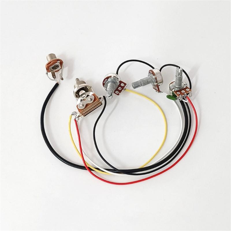 Electric Guitar Wiring Harness Set Replacement, 1 Volumes 1 Tone Prewired 3 Way Toggle Switch 500K Pots Jacks for Guitar
