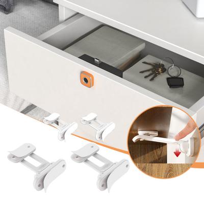 10Pcs Child Safety Cabinet Lock Hidden Child Proof Cabinet Lock with Long Locking Arm Adhesive Cabinets Drawers Baby Proofing Locks
