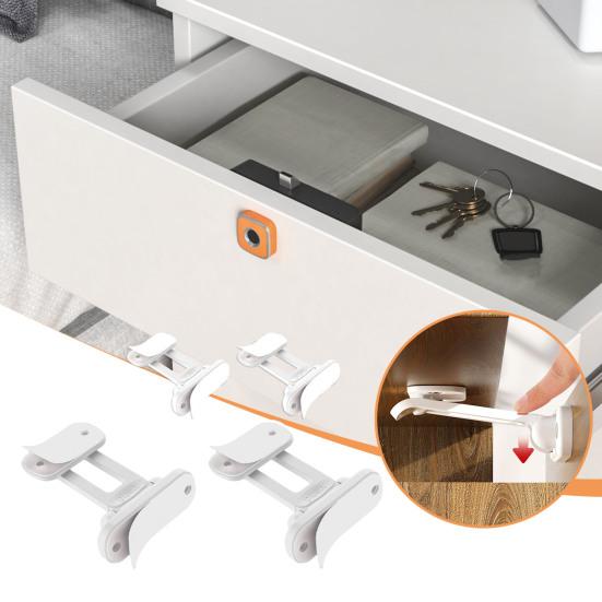 10Pcs Child Safety Cabinet Lock Hidden Child Proof Cabinet Lock with Long Locking Arm Adhesive Cabinets Drawers Baby Proofing Locks