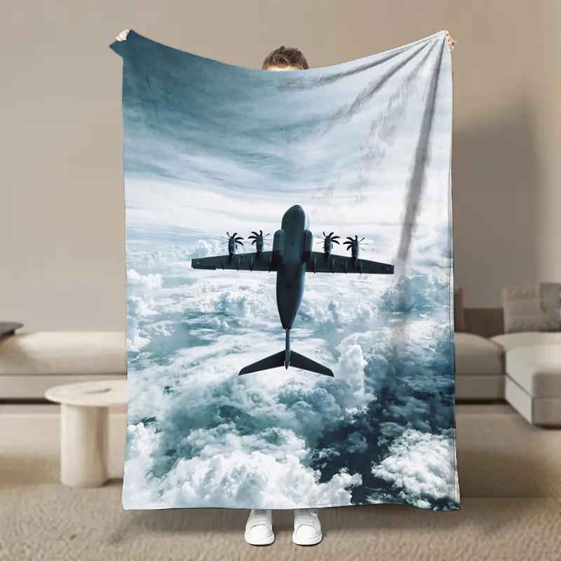 Warm Soft Vintage Planes Print Blanket Fluffy Children and Adults Sofa Plush Bedspread Picnic Throw Blanket for Sofa Bed Gifts