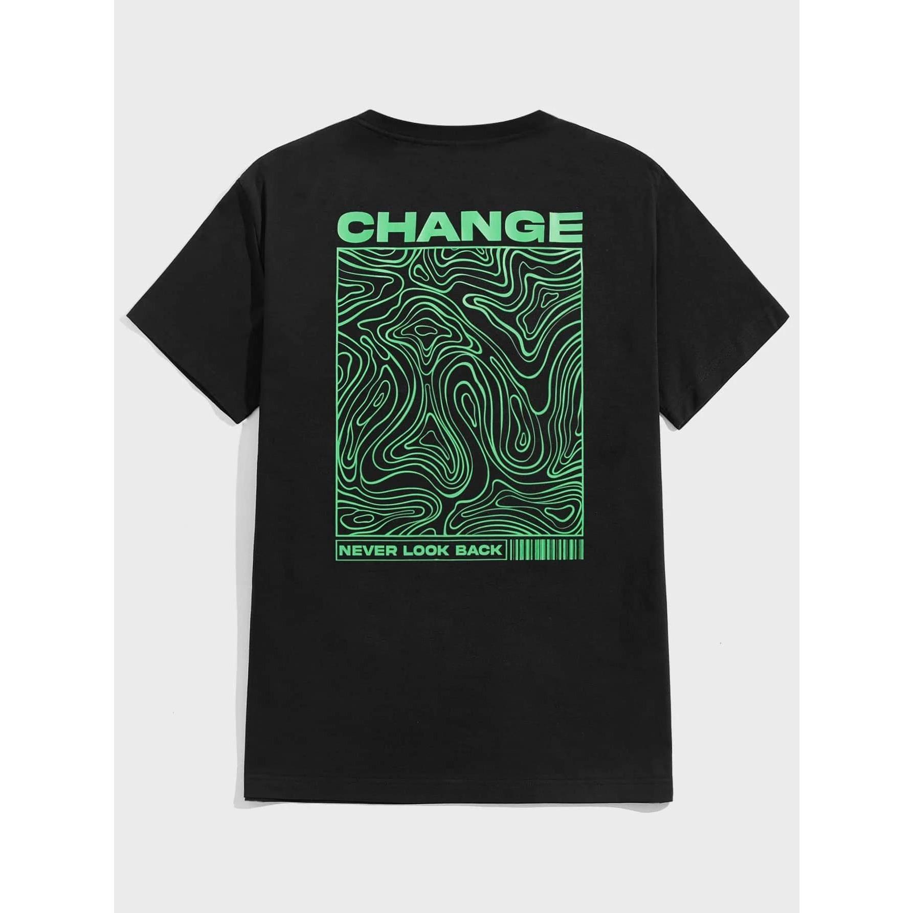 

Футболка мужская из хлопка с круглым вырезом и надписью «Change Never Look Back Street Graphic», летняя свободная одежда больших размеров, дышащая 3XL