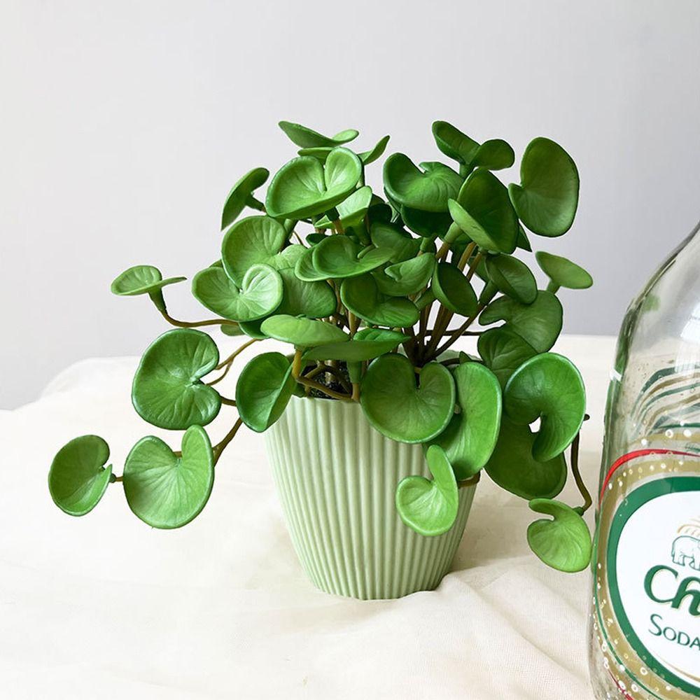 Handmade Fake Ivy Leaf Leaves Soft Mini Bouquet Artificial Copper Coin Grass Plants  Office