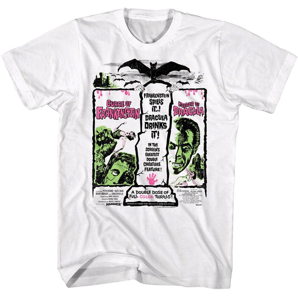 Hammer Horror Double Creature Feature Mens T Shirt Dracula Curse of Frankenstein XXXL