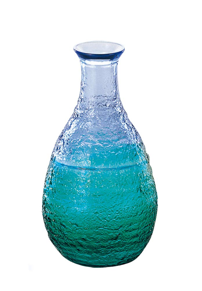 Toyo Sasaki Glass Sake Bottle Carafe, Coral Sea, Blue-Green, 290ml, Made in Japan, WA165CB/EG