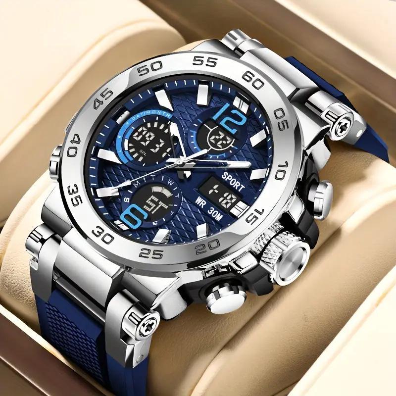 Trendy Waterproof Dual Display Quartz Sports Watch for Junior High
