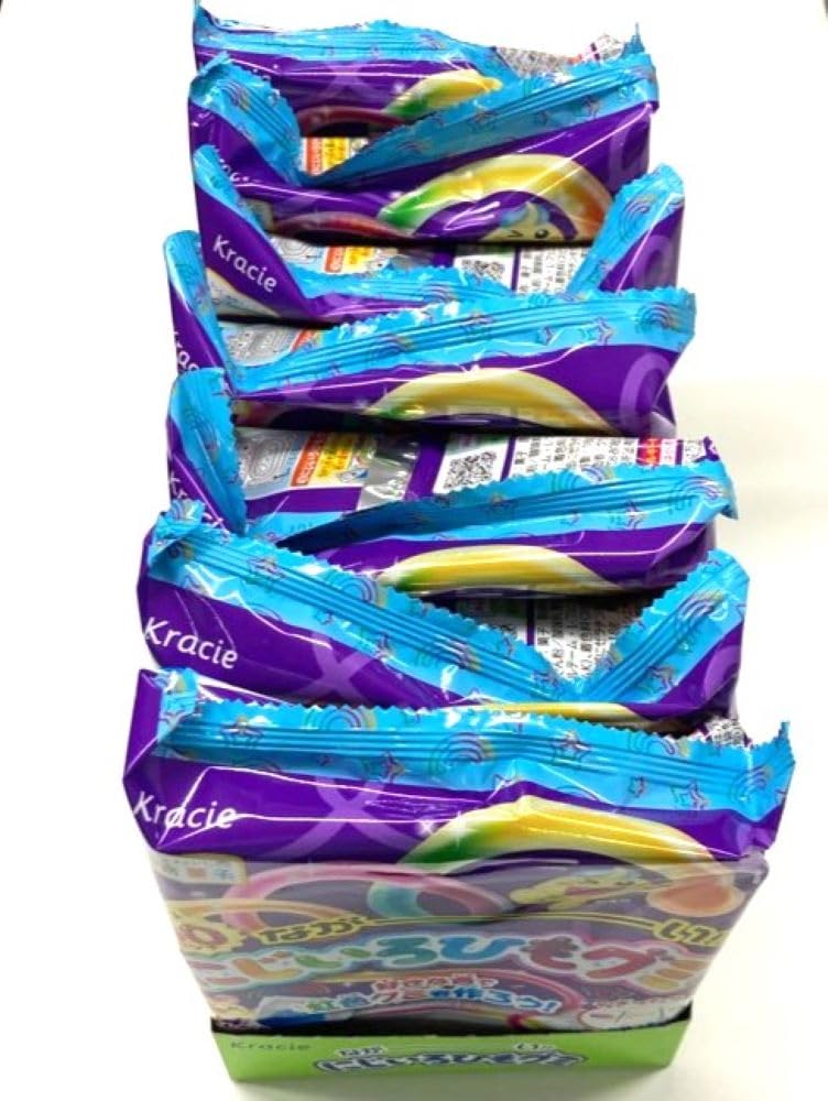 Kraciefoods Langer Regenbogen-Faden Gummibärchen Traubensoda-Geschmack Lernspielzeug aus Süßigkeiten/Lebensmitteln [Verpackt/Set 7]