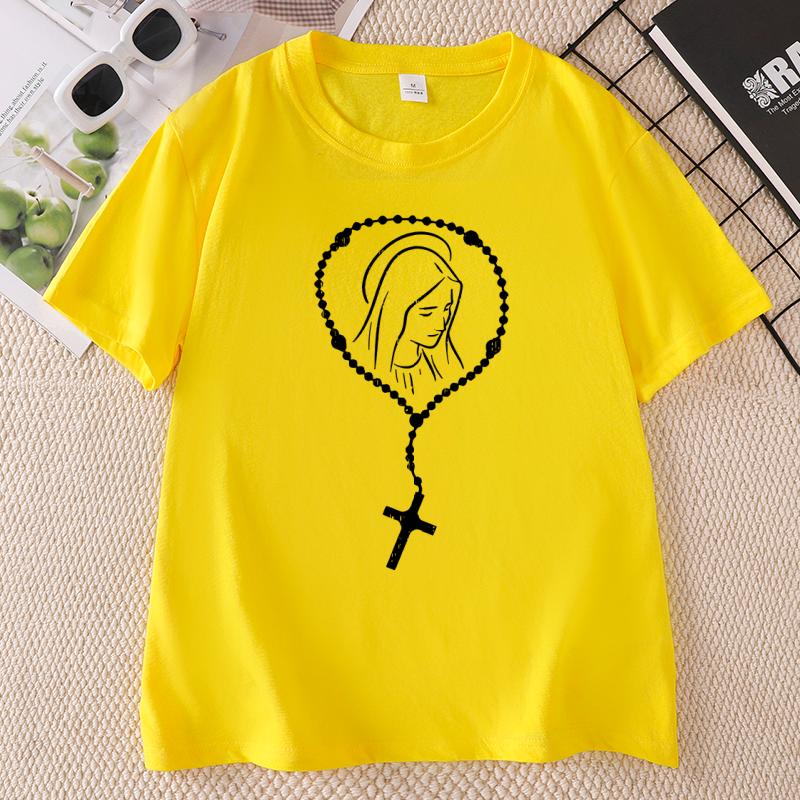 Virgin Mary God Jesus Faith Religious Catholic TShirt Unisex Print Cotton Short Sleeve Round Neck T Shirt Casual Top Unisex