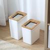 Bamboo Cover Nordic Trash Can Household Simple For Living Room Bedroom Bathroom Kitchen Paper Basket Rectangular Wastebasket