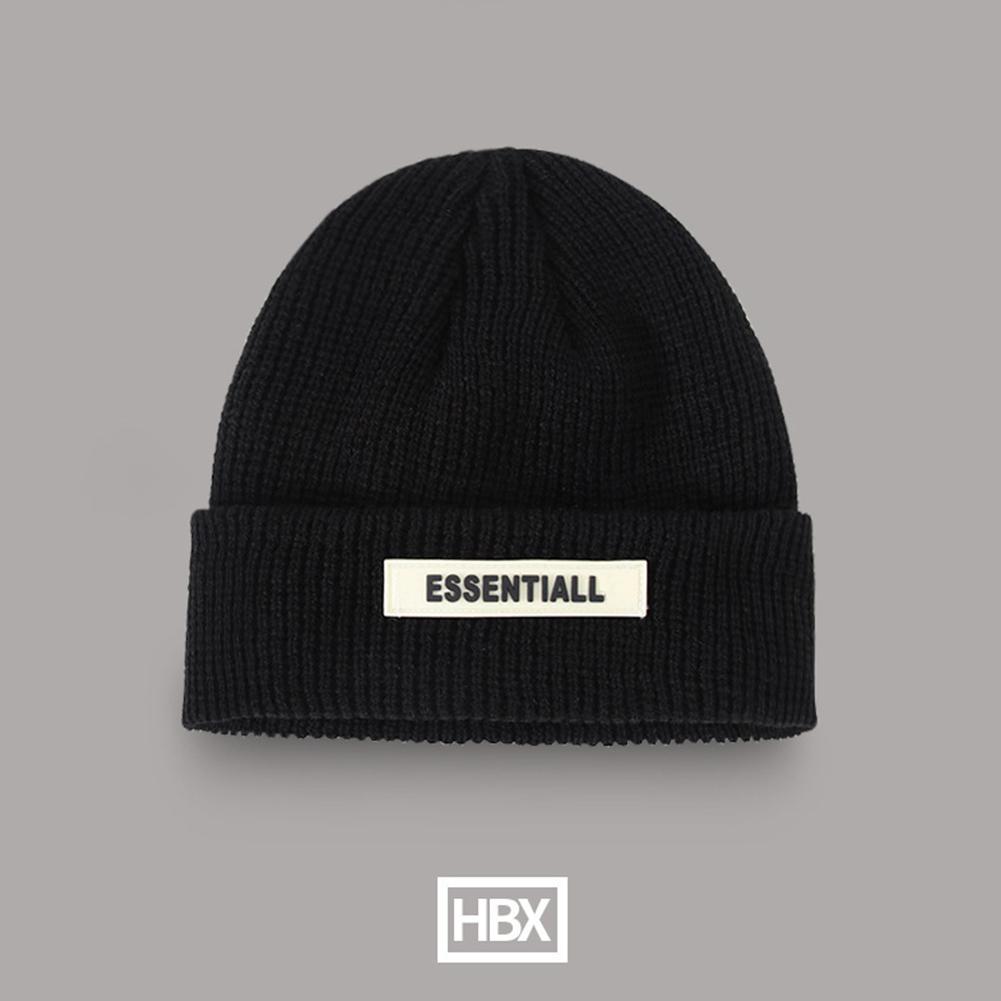 Men Fashion Knitted Hat Winter Warm Embroidery Large Head Circumference Beanie Cap