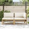 vidaXL 2-tlg. Garten-Lounge-Set mit Kissen Cremeweiß Bambus