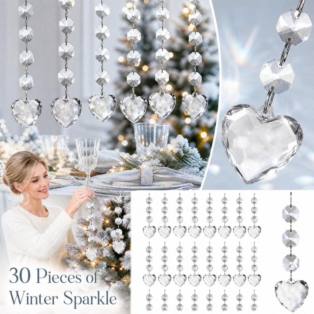 Christmas Snowflake Ornaments, & Acrylic Hanging Pendants, 30 Pack, Wedding Party Decor, 12cm