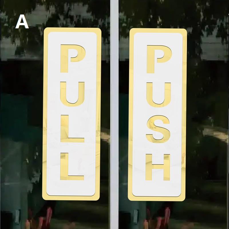 

2 Pcs/set Push & Pull Window Door Sticker Acrylic Sliding Door Logo Sticker Shop Hotel Business Cafe Sign Restaurant Pull Sticke