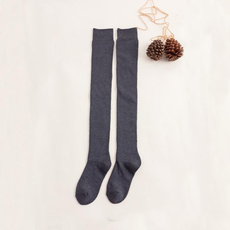Autumn Winter Japanese Style Women's Over-the-Knee Wool Stockings Thickened Thigh Socks with Warm Knitted Crew Length Logo Body