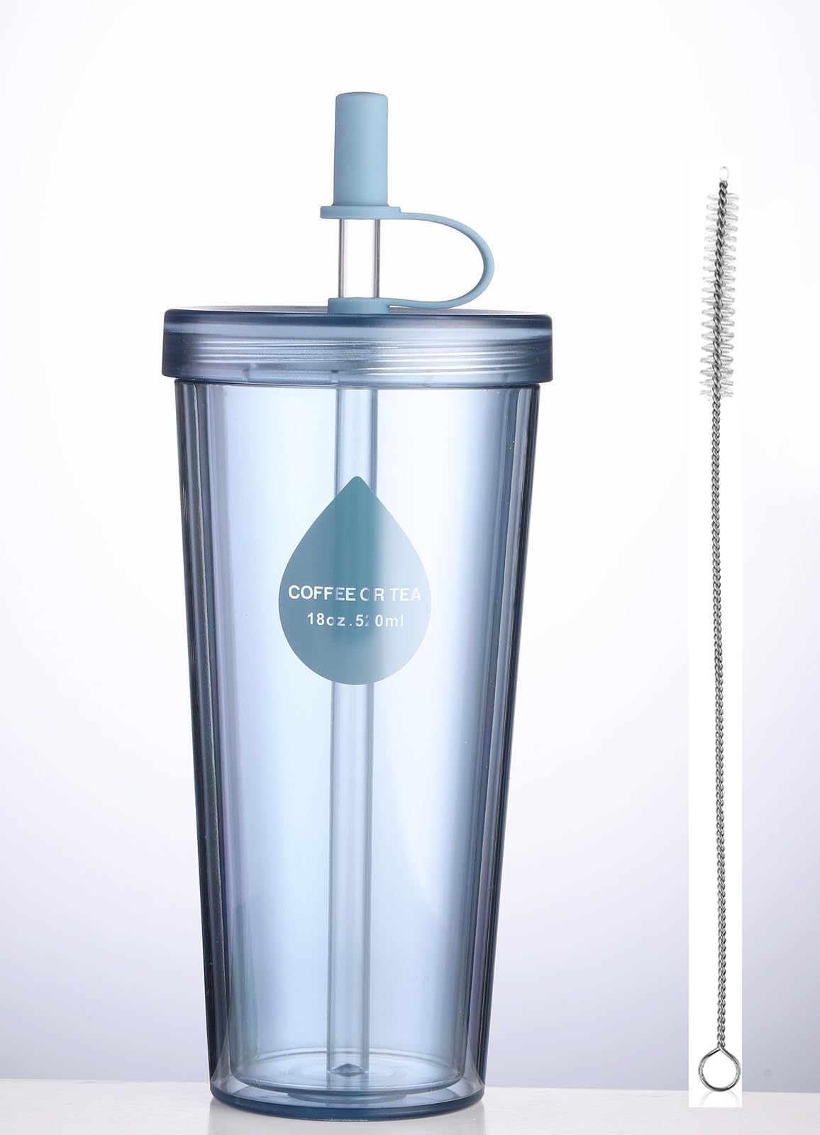 

Стакан Fexmoy с водой, Вакуумная изоляция, Большая чашка, Легко пить воду, Старшая школа, Прозрачный, Соломинка, Щетка в комплекте, Соломинка, Бутылка, 520 мл, Пластик, синий