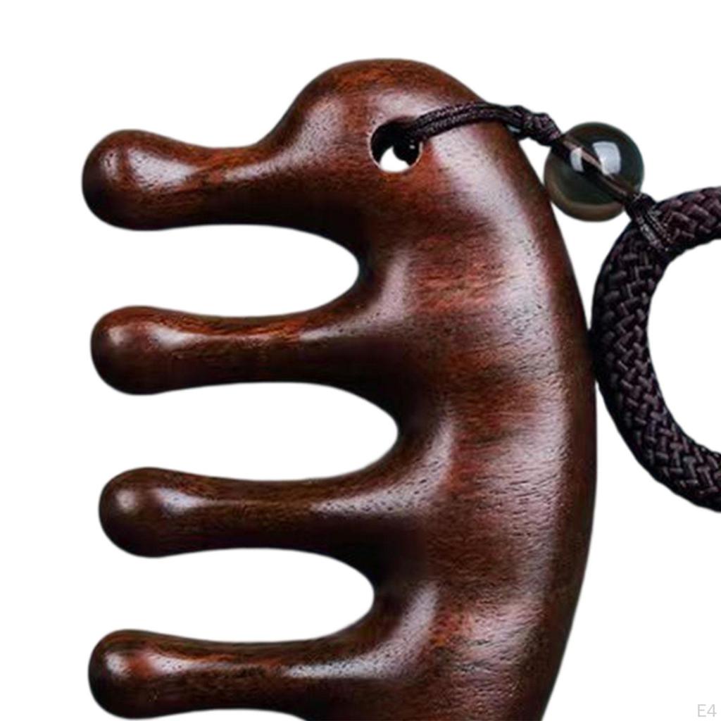 Dřevěný masážní hřeben Pět širokozubých hřebenů Péče o vlasy Krk Obličejový nástroj Pokožka hlavy