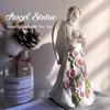 LED Lighted Guardian Angel Figurine with Floral Accents  Battery Operated Angel Statue with Glowing Star, Sympathy & Birthday Gift for Grandma, Aunt &