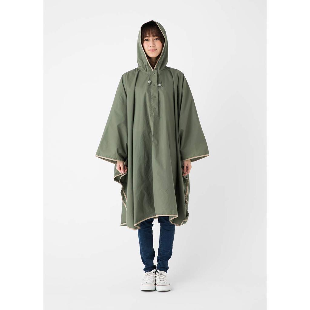 Umbrella Shop Piping Rain Poncho 1600 Teflon Coated [Leven] (Khaki)