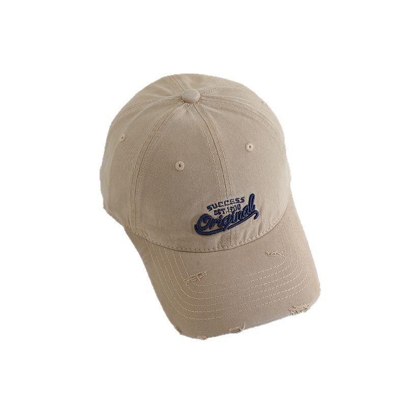 New High Quality Embroidered Letter Baseball Cap for Girls' Japanese Wide Brim Slim Soft Top Hat Pure Cotton Versatile Duck Tongue