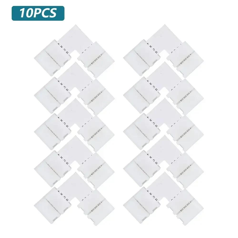 10/20 Pcs/Set 10mm 4 Pin LED RGB Connector Set Connecting Extending Unwired Gapless Solderless SMD 5050 RGB Connector
