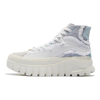 Li Ning Wei Wu High-Top Thick-Soled Sports Casual Shoes Women Sneakers White Blue AZGS090-2