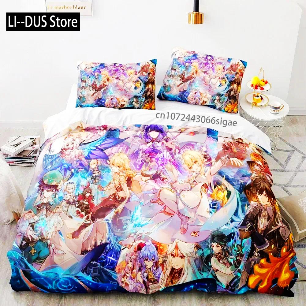 Anime Spiel Genshin Impact Ganyu Bettwäsche Set Bettbezug Bettwäsche-Set Steppdeckenbezug Kissenbezug Bettdecke King Queen Größe Jungen Erwachsene